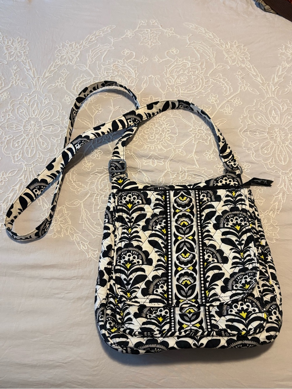 Vera Bradley Black & White Crossbody with Yellow Accents
